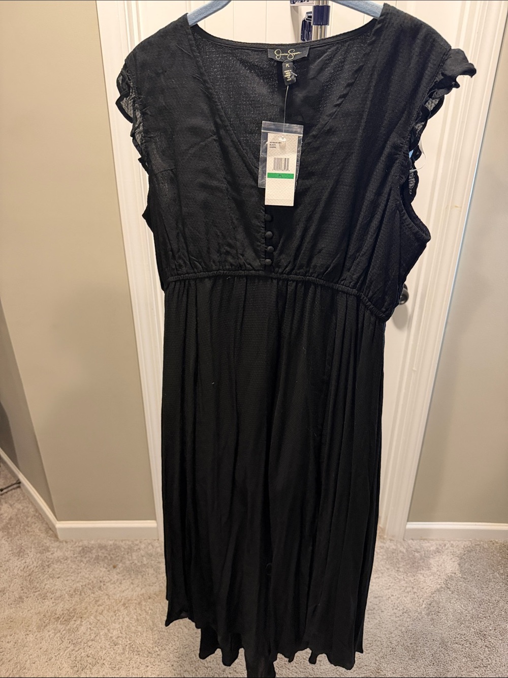 Jessica Simpson Black Midi Dress with Button Front